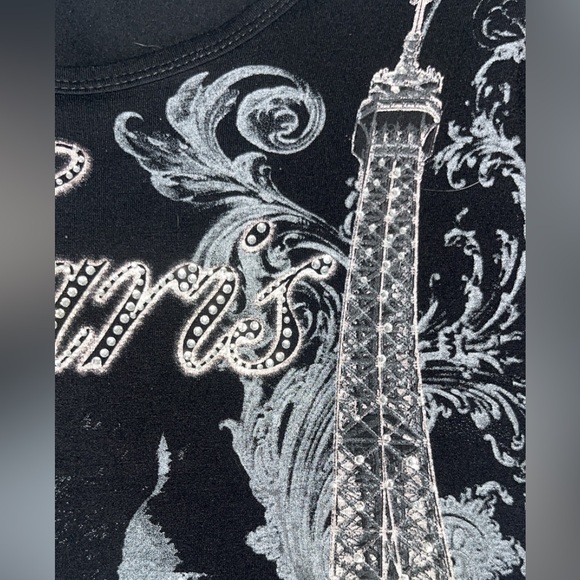 Paris Black baby tee with rhinestones - Picture 3 of 3